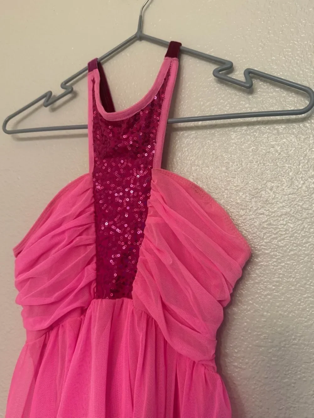Art Stone Dance Costume hot pink mesh slip dress lyrical 0241 MA-Medium adult